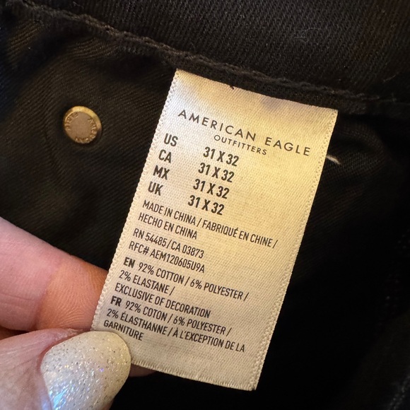 American Eagle Slim Straight black stretch jeans size 31 - Picture 2 of 7